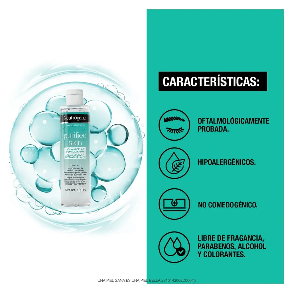 Agua Micelar Desmaquillante Purified Skin Ácido Cítrico 400 Ml Neutrogena