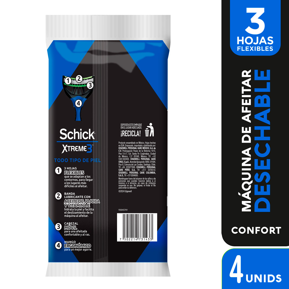 Máquina De Afeitar Desechable Schick Xtreme3 Piel Normal